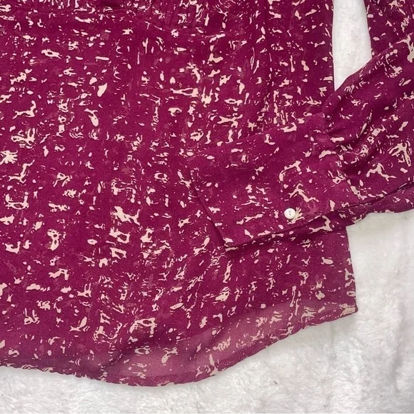 CONVERSE One Star Plum Button Pintuck Blouse M - Picture 3 of 13